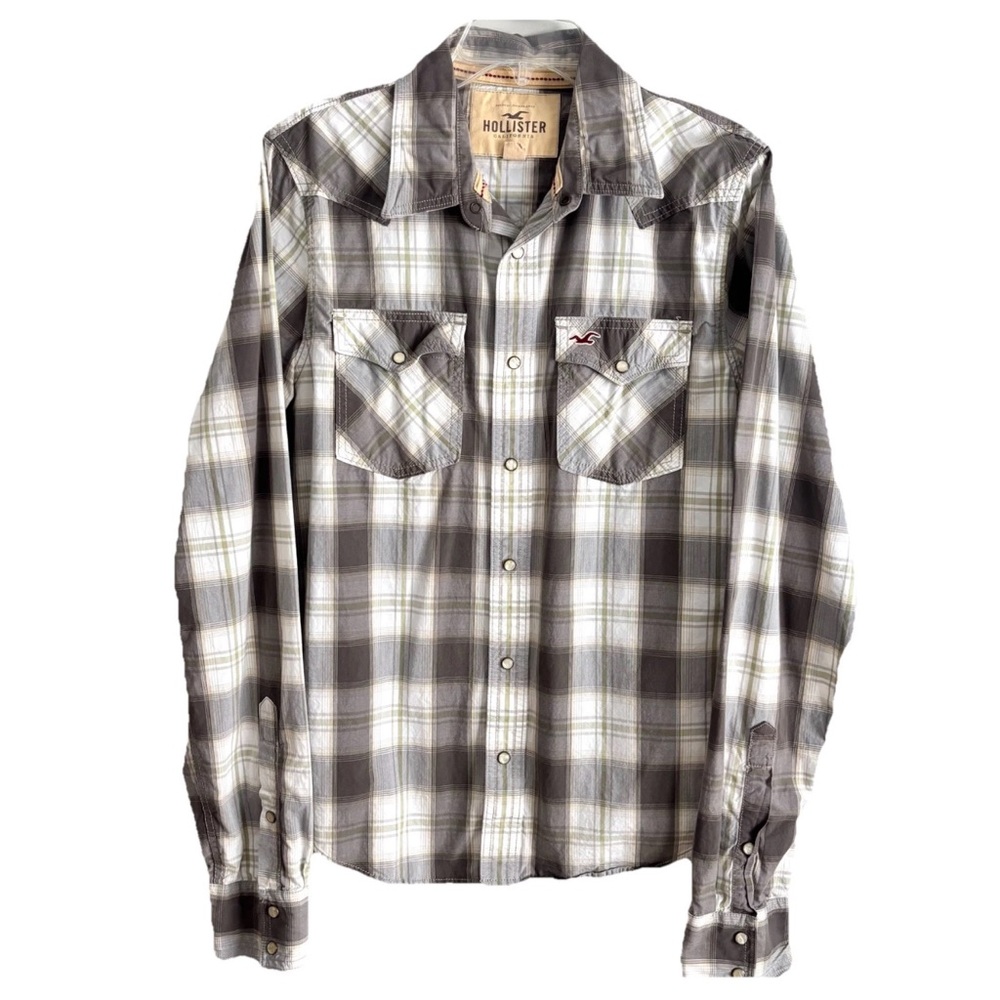 HOLLISTER Pearl Snap Plaid Western Shirt XL